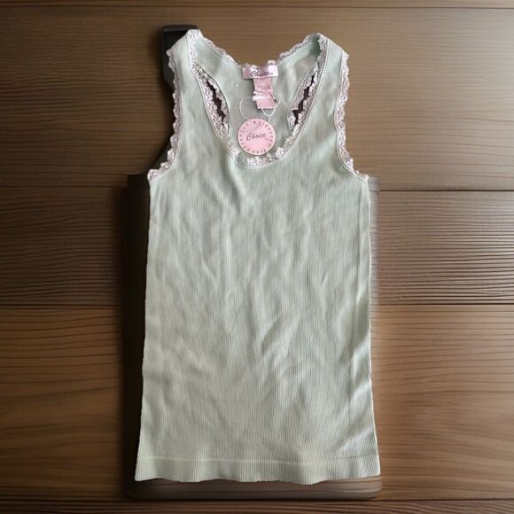 Unbranded Tops - Vintage Womens Fitted Babydoll Top Size XL Elena Gilbert Y2K Preppy‎ Lace Ribbed